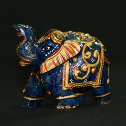 "Lapis Elephant Statue -Natural Lazuli Figurine - Gemstone Carving Sculpture, ""A Cute Gift" - thumbnail 2