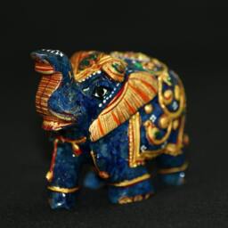 "Lapis Elephant Statue -Natural Lazuli Figurine - Gemstone Carving Sculpture, ""A Cute Gift" - thumbnail 3