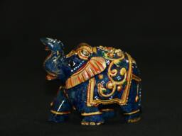 "Lapis Elephant Statue -Natural Lazuli Figurine - Gemstone Carving Sculpture, ""A Cute Gift" - thumbnail 1