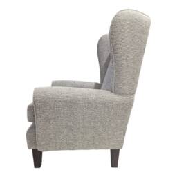 Queen Anne Wingback Fireside Chair Gray Silver Weave Fabric - thumbnail 3
