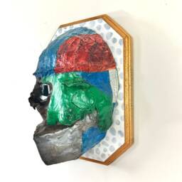 Handmade Paper Clay Face Mask Wall Hanging Brut Street Art Decor - thumbnail 3