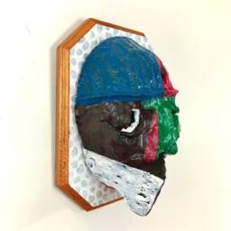 Handmade Paper Clay Face Mask Wall Hanging Brut Street Art Decor - thumbnail 2