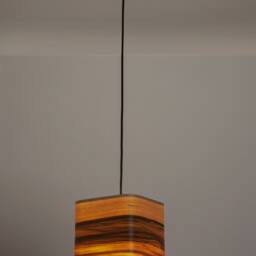 Pendant Lamp With Lampshade From Red Gum Veneer, Living Room Light, Minimalist Cube Shape, Cottage Handmade Farmhouse - thumbnail 3