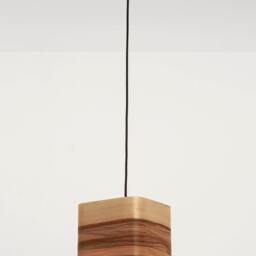 Pendant Lamp With Lampshade From Red Gum Veneer, Living Room Light, Minimalist Cube Shape, Cottage Handmade Farmhouse - thumbnail 2
