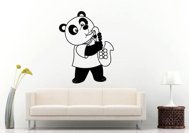 Panda Bear Playing On Saxophone Cute Animal Children's Room Wall Decal Vinyl Sticker Mural Decor L999 - image 1