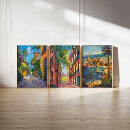 Set Of 3 Barcelona Travel Posters, Spain Prints, City Wall Art, Sagrada Familia Decor, Scenic Holiday Gift - thumbnail 4