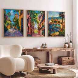 Set Of 3 Barcelona Travel Posters, Spain Prints, City Wall Art, Sagrada Familia Decor, Scenic Holiday Gift - thumbnail 2