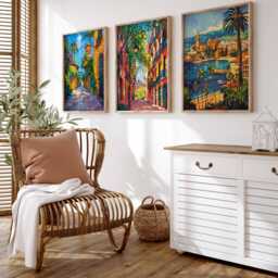 Set Of 3 Barcelona Travel Posters, Spain Prints, City Wall Art, Sagrada Familia Decor, Scenic Holiday Gift - thumbnail 3