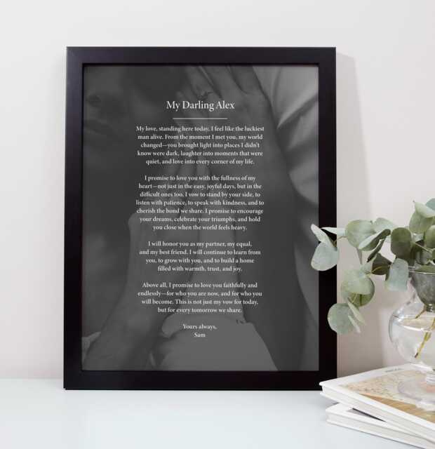 Personalised Photo & Poem Art Print. Custom Words. Handmade Gift. Wedding, Family, Birthday, Funeral, Home Decor. Use Your Own Words - image 1
