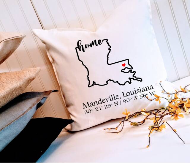 Personalized Louisiana State Home Coordinates Pillow Cover Custom Farmhouse Decor For Housewarming Or Realtor Client Gift - image 1