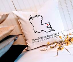 Personalized Louisiana State Home Coordinates Pillow Cover Custom Farmhouse Decor For Housewarming Or Realtor Client Gift - thumbnail 1