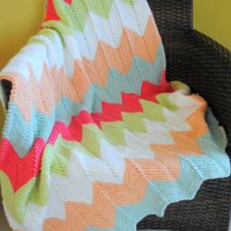 Chevron Afghan - Hand Knit Blanket Throw - thumbnail 2