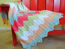 Chevron Afghan - Hand Knit Blanket Throw - thumbnail 1
