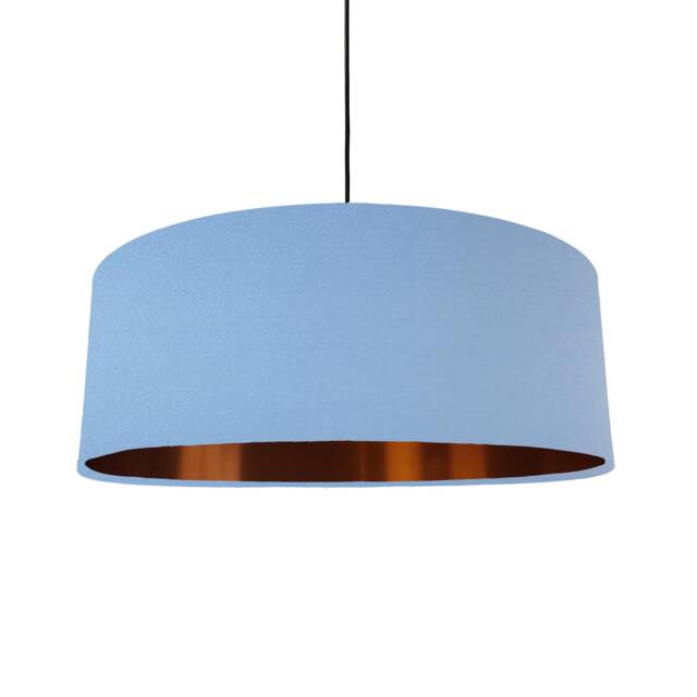 Extra Large Light Blue Lampshade With Copper Lining - image 1
