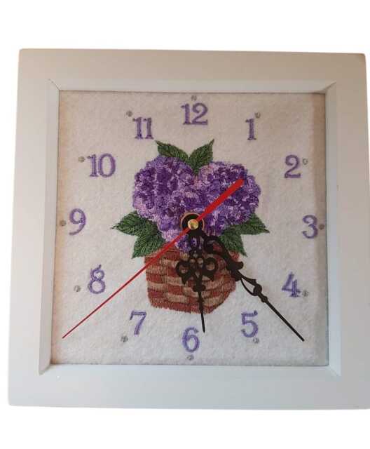 Embroidered Hydrangea Clock. - Silent - image 1