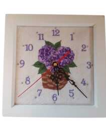 Embroidered Hydrangea Clock. - Silent