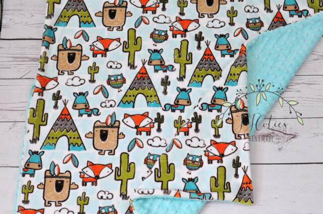 Personalized Minky Baby Blanket Teepee Woodland, Fox, Horse - image 1