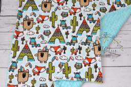 Personalized Minky Baby Blanket Teepee Woodland, Fox, Horse