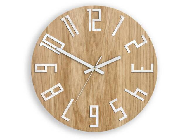 Wood Clock, Large Wall Clock, Unique Wall Gift Unusual Modern Abstract Style, Slim_Wood_White - image 1