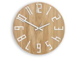 Wood Clock, Large Wall Clock, Unique Wall Gift Unusual Modern Abstract Style, Slim_Wood_White