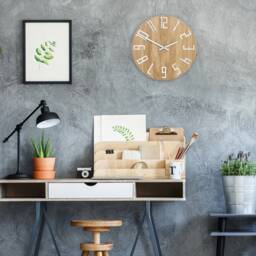 Wood Clock, Large Wall Clock, Unique Wall Gift Unusual Modern Abstract Style, Slim_Wood_White - thumbnail 3
