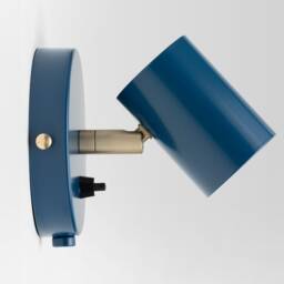 Lea Wall Sconce Navy Blue On/Off Switch Mid Century Modern Bedside Lamp Raw Brass - thumbnail 2