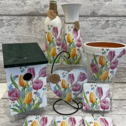 Tulip Vase - Decoupage Vase, Gift, Flowers, Mother's Day Gifts, Tulip Gifts - thumbnail 2
