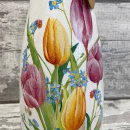 Tulip Vase - Decoupage Vase, Gift, Flowers, Mother's Day Gifts, Tulip Gifts - thumbnail 3