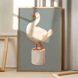 Silly Goose Toilet Paper Art Canvas Poster, Trendy Wall Art, Bathroom Aesthetic Decor, Retro Home Printed Gift - thumbnail 1