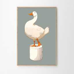 Silly Goose Toilet Paper Art Canvas Poster, Trendy Wall Art, Bathroom Aesthetic Decor, Retro Home Printed Gift - thumbnail 2