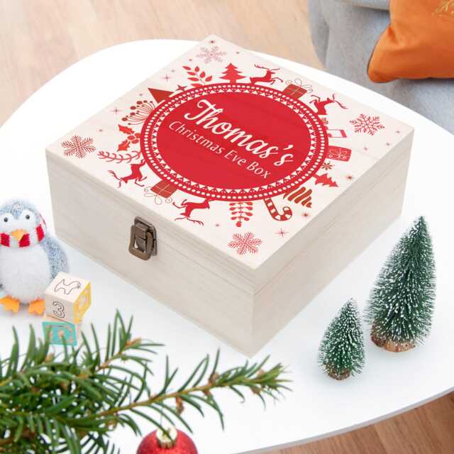 Personalised Christmas Eve Box With Snowflake Wreath - image 1