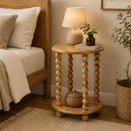 Hand Crafted Solid Mango Wood Side Table Large 14/15 - thumbnail 3