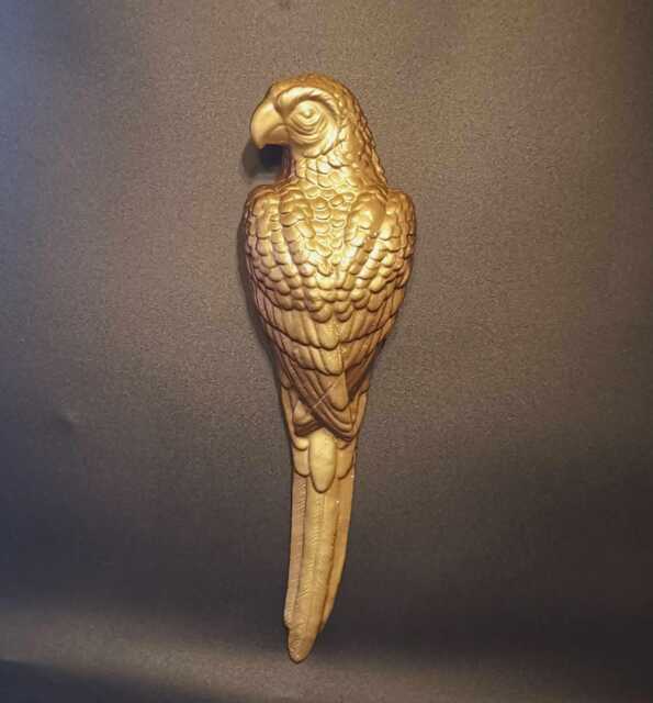 Large Gold Parrot Wall Decor Rustic 3D Stone Plaster Sculpture - image 1