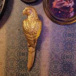 Large Gold Parrot Wall Decor Rustic 3D Stone Plaster Sculpture - thumbnail 2