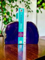 Purple Agate & Quartz Crystal Geode Bookends - Luxury Natural Book Ends Home D??cor Office Shelf Styling Set #6 - thumbnail 1