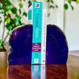 Purple Agate & Quartz Crystal Geode Bookends - Luxury Natural Book Ends Home D??cor Office Shelf Styling Set #6 - thumbnail 4