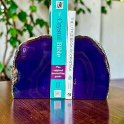 Purple Agate & Quartz Crystal Geode Bookends - Luxury Natural Book Ends Home D??cor Office Shelf Styling Set #6 - thumbnail 3