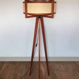 Floor Lamp From Wood. Tripod Style Design. Sapele & Ash - thumbnail 2