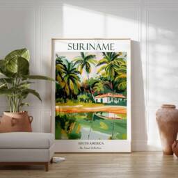Suriname Print, Travel Poster, South America Wall Tropical Decor, Botanical Latin Gift - thumbnail 3