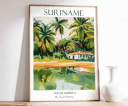 Suriname Print, Travel Poster, South America Wall Tropical Decor, Botanical Latin Gift - thumbnail 1