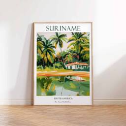 Suriname Print, Travel Poster, South America Wall Tropical Decor, Botanical Latin Gift - thumbnail 2