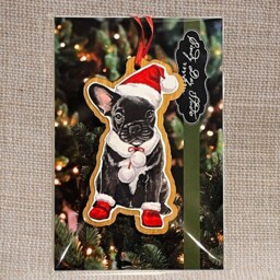 Black French Bulldog, Christmas Ornament, Bulldog Gift, Wood Tree Handmade, Watercolor Art, Dog Ornament, French Gift - thumbnail 3