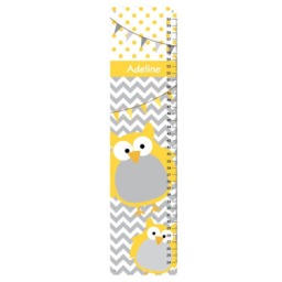 Personalized Growth Chart Yellow & Gray Chevron Polka Dots, Owls Canvas Chart, Nursery Wall Art - thumbnail 2