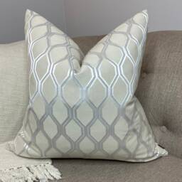 Luxury Geometric Design Cushion Cover For Sofa Or Bed, Natural - Silver Pillow Cover, Modern Throw Albany John Lewis - thumbnail 2
