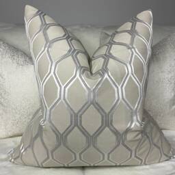 Luxury Geometric Design Cushion Cover For Sofa Or Bed, Natural - Silver Pillow Cover, Modern Throw Albany John Lewis - thumbnail 1