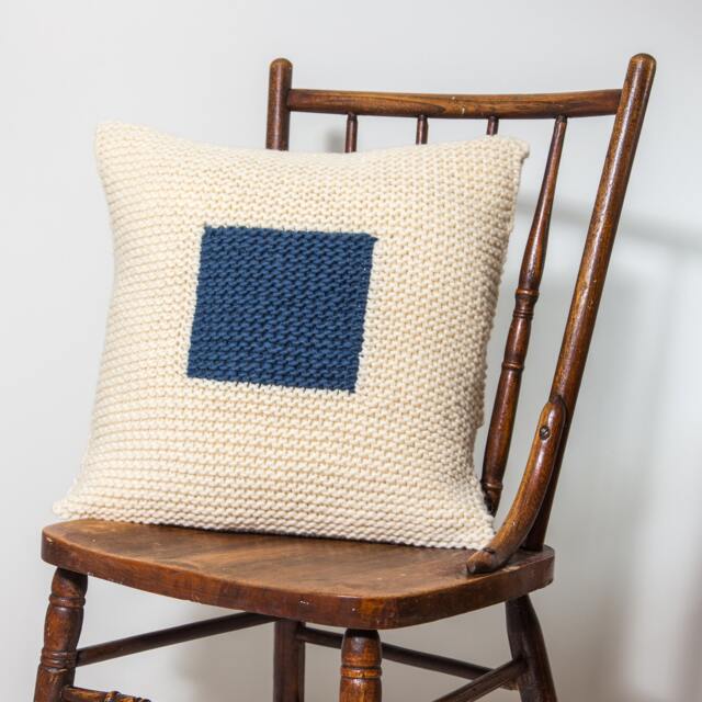 Letter S Maritime Signal Flag + Initial // Pillow Cover Hand Knit in Wool 20 - image 1