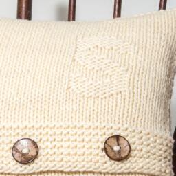 Letter S Maritime Signal Flag + Initial // Pillow Cover Hand Knit in Wool 20 - thumbnail 3