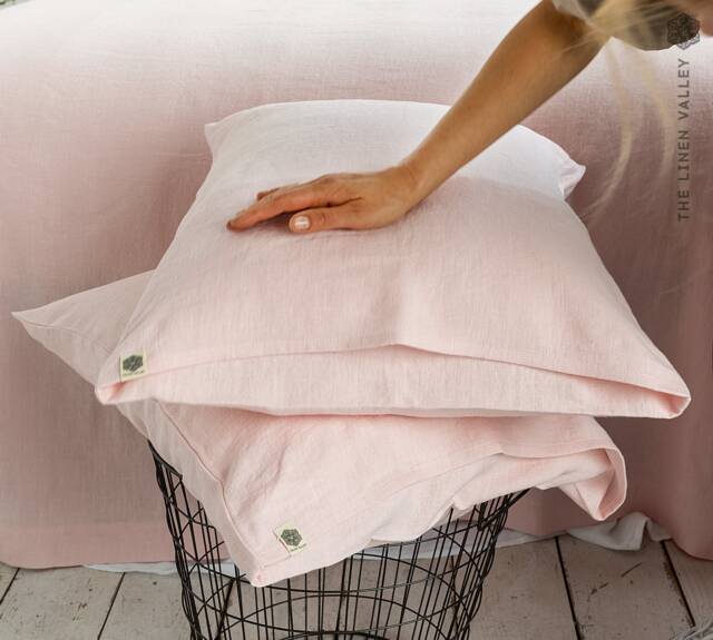 Quartz Rose Linen Pillow Case -Pink Throw Pillow - Case - Pillow-Linen - image 1