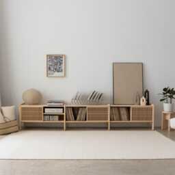 Turntable Stand, Multimedia Console, Made Of Solid Wood, 300.6 cm - Mendia Grande