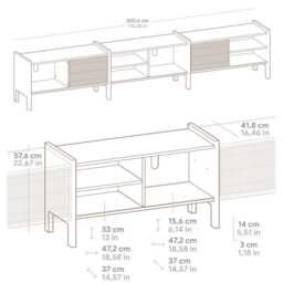 Turntable Stand, Multimedia Console, Made Of Solid Wood, 300.6 cm - Mendia Grande - thumbnail 4